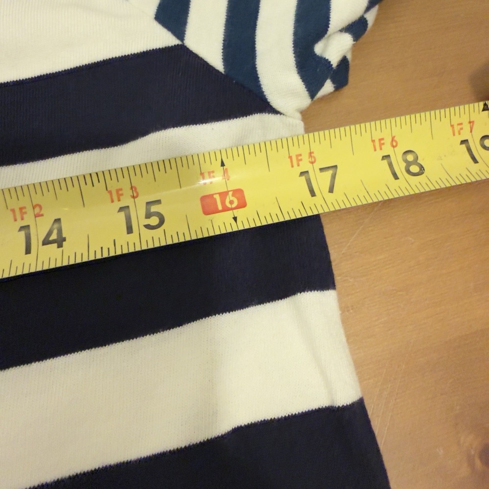 J.Crew‎ Women's Ivory Navy Stripe Tunic Shirt Teal Stripe Long Sleeves Size XS - Picture 5 of 6